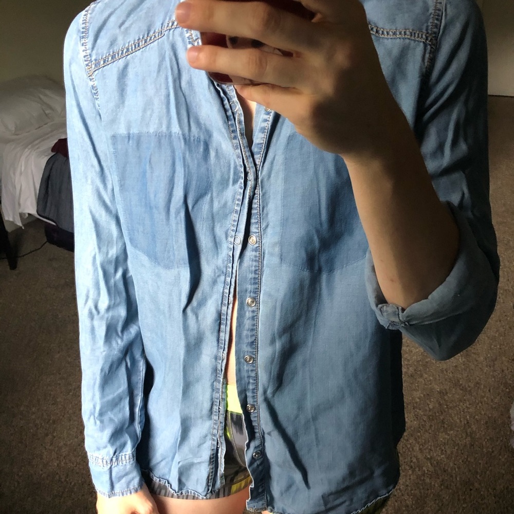 Jean lookalike button up long sleeve shirt